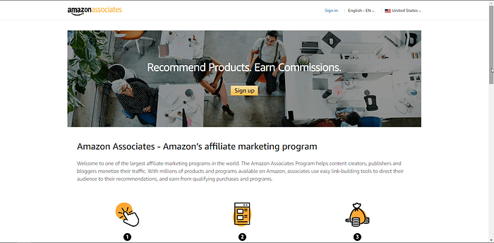 Amazon Associate screenshot
