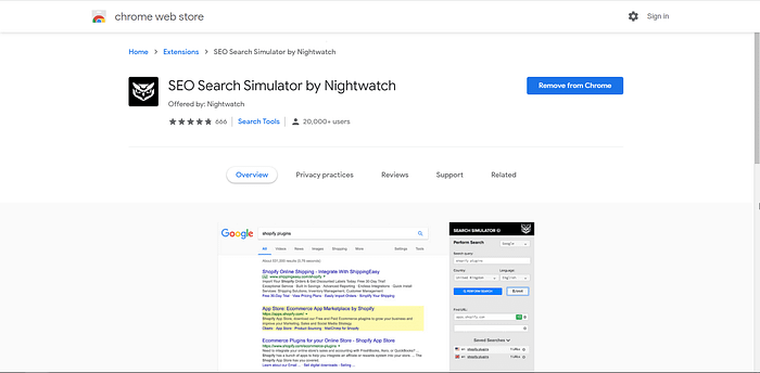 NightWatch Search Simulator screenshot