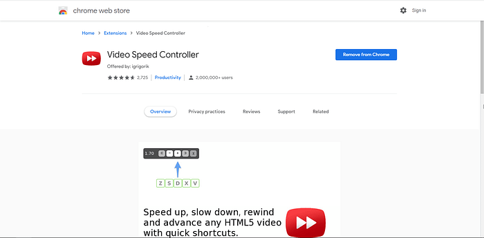 Video Speed Controller screenshot